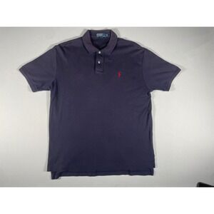 Polo Ralph Lauren Mens Navy Blue Short Sleeve Polo Shirt Red Pony Logo Size L